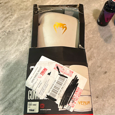 Venum Contender 1.5 Boxing Gloves 16 oz Ivory/Gold Synthetic Leather