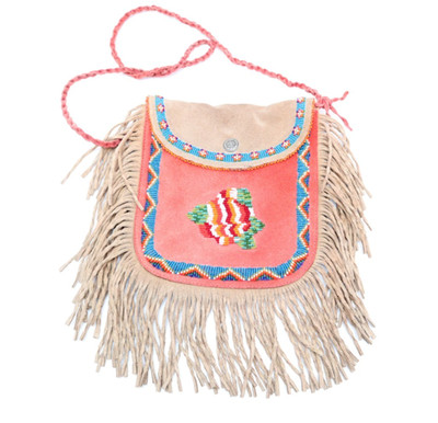 APACHE BUCKSKIN LEATHER BEADED BAG/POUCH  Hand-Made Vintage Native Art