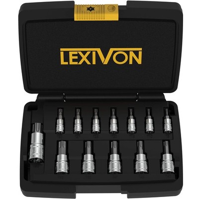 LEXIVON Torx Bit Socket Set, Premium S2 Alloy Steel | 13-Piece Star T8 - T60 Set