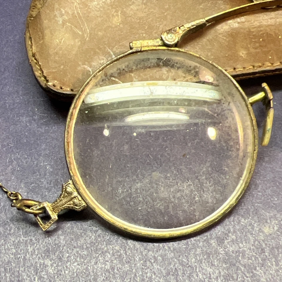 Opera Reading Eyeglasses 1/10 12K Gold Filled Antique Spectacle, Case & GF Chain - Image 4 of 4