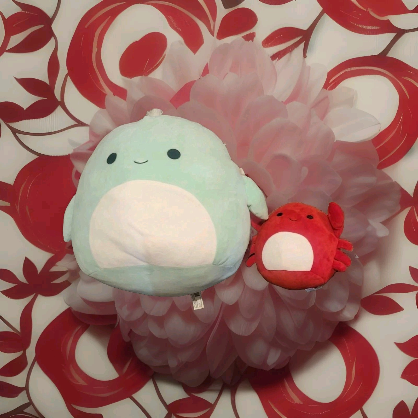 15 Inch Squishmallow Sea Turtle & 8 Inch Crab Plush Set  