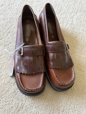 Predictions Womens Leather Shoes Loafers SLIP ON KELTY BUCKLE Size 9.5 Brown NEW