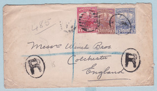 Canada Terranova 1922 Copertina registrata a Colchester SG 131 132 134