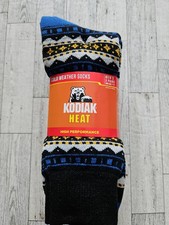 Kodiak Heat Men's 3 Pack Shoe Size: 7-12 Black Gold Blue Cold Weather Socks