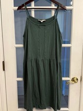 LOFT Women’s NWT Olive Green Boho Spaghetti Strap Tiered Midi Dress L