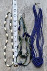 JEWELRY LOT VTG -MOD BEADED NECKLACES GLASS + STONE + SEED BEADS IN BLUE & GREEN — photo 2