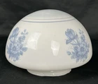 Vintage Blue Floral Milk Glass Ceiling Dome Lamp Light Shade 4” Fitter 5" High