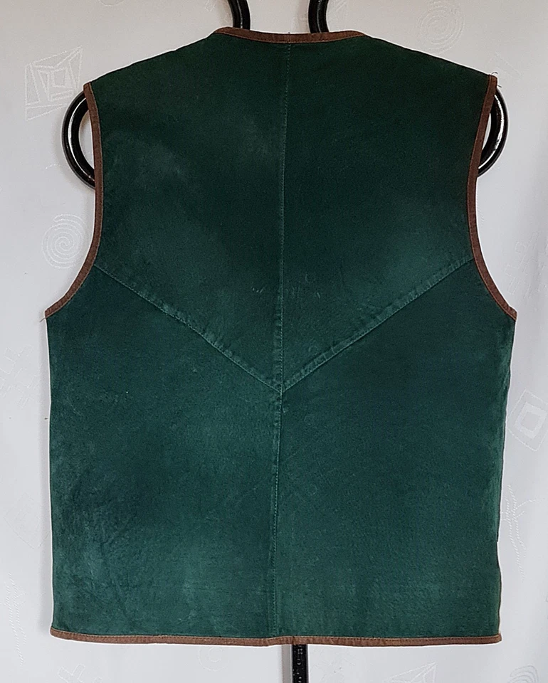 VEST VINTAGE TRACHTEN OKTOBERFEST DIRNDL TYROL LEATHER LINEN MEN :US40/EU50 - Image 3 of 4