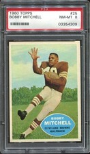 1960 Topps #25 Bobby Mitchell PSA 8 Cleveland Browns HOF University of Illinois
