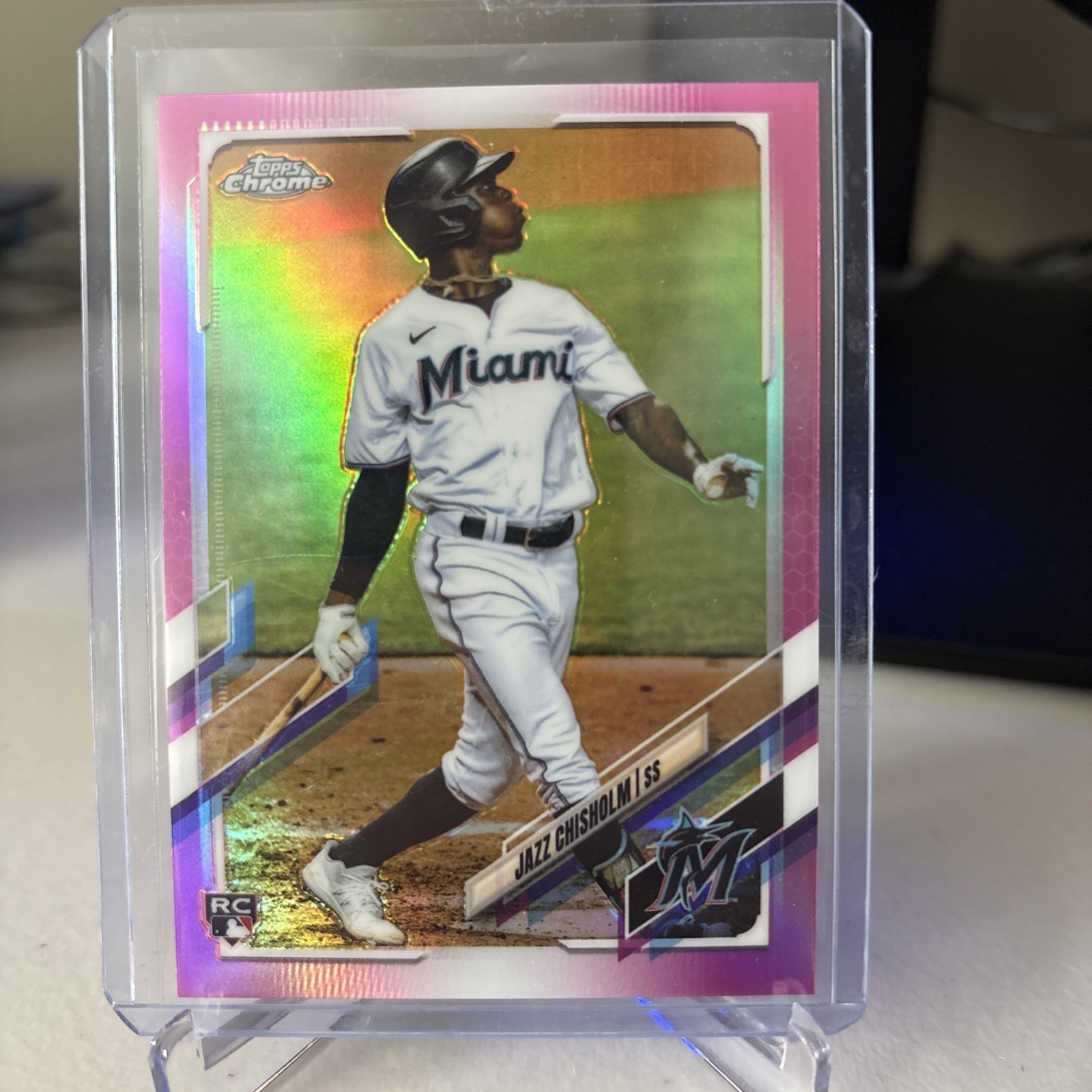 2021 Topps Chrome - Jazz Chisholm #144 Pink Refractor (RC)
