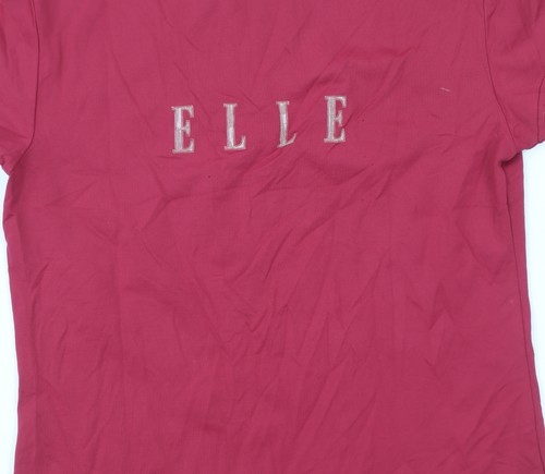 ELLE Damen T-Shirt rot Logo Gr. M Kurzarm stretchig Oberteil - Bild 4 von 12