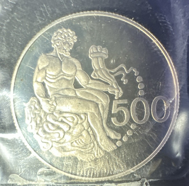 1975 Cyprus 500 Uncirculated Proof Coin In Original Plastic