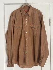 Vintage Ely Plains Western Shirt Brown Mens 16 - 35 Pearl Snap Long Sleeve