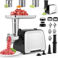 Electric Meat Grinder 2000W Sausage Maker w/ Slicer Grater Attachments