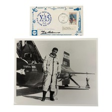 Rarest X-15 testpilot Mike Adams handsigned EAFB cover + photo ! - 10668