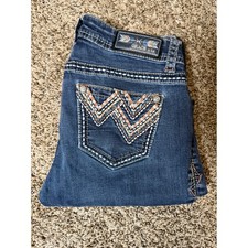 Grace in LA Bootcut Jeans Embellished Pockets Dark Wash Western Denim Size 28