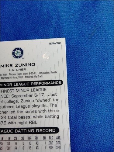 2013 Finest #32 Mike Zunino RC - Picture 12 of 12