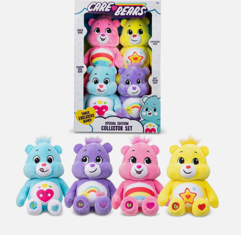 Basic Fun Care Bears Treasure Chest: Set of 4 Beanie Soft Plush Toys