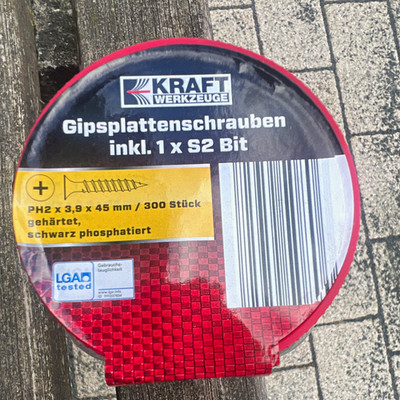 KRAFT WERKZEUGE Trockenwandschrauben PH2 3,9x45 mm 300 Stk. S2 Bit