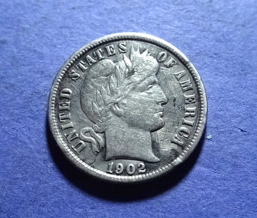 1902 Barber Dime  XF details