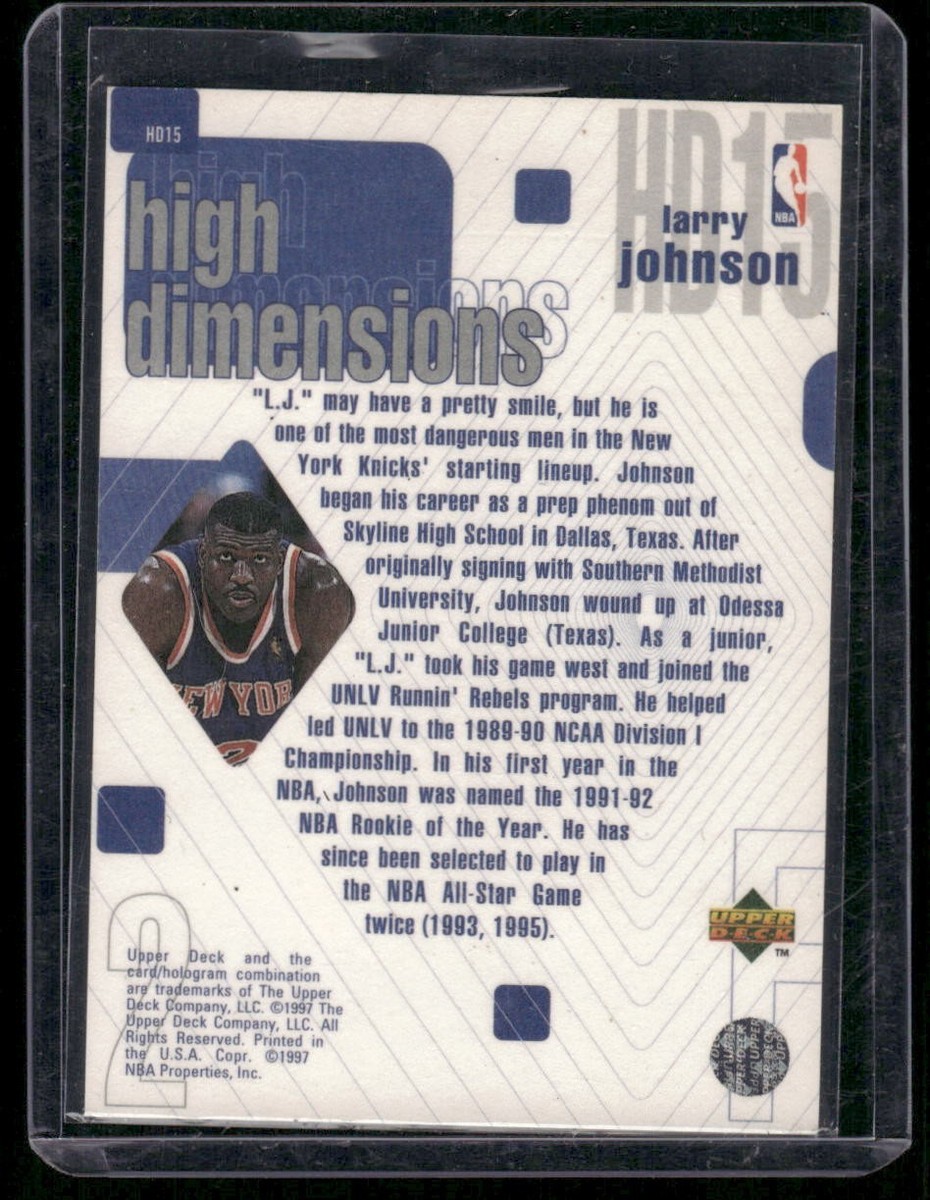 Larry Johnson 1997-98 Upper Deck High Dimensions #D /2000 New York