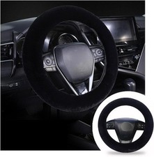 Fuzzy Steering Wheel Cover, 15 inch Soft Wool Fur Steering Wheel Color: Black