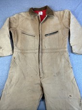 VTG Key Outerwear Insulated Coveralls Men s L Regular Brown Duck Canvas Made USA