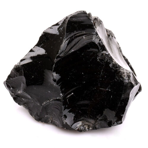 Pierre précieuse noire brute naturelle obsidienne dégringolée pierre de guérison cristal - Photo 1 sur 2