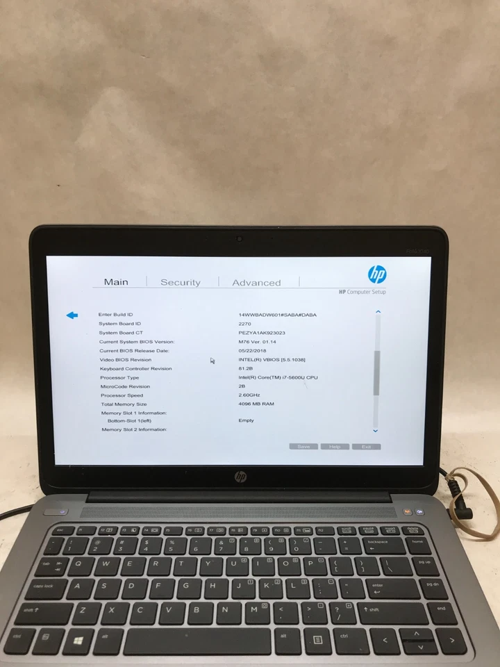 HP EliteBook Folio 1040 G2 14" Intel i7-5600U 4GB RAM NO HDD/OS NO BATTERY -  DW - Image 2 of 4