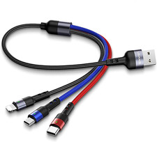 Multi USB Cable 1ft Multi Charger Cable 2Pack Short Multi Charging Cable Nylon