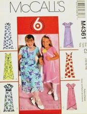 McCall's 4361 Girls Lined Dress & Scarf Sewing Pattern in 6 Styles 10-12-14 OOP
