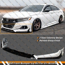 For 2021 2022 Honda Accord ACR Painted White Pearl Front Bumper Lip Splitter Kit