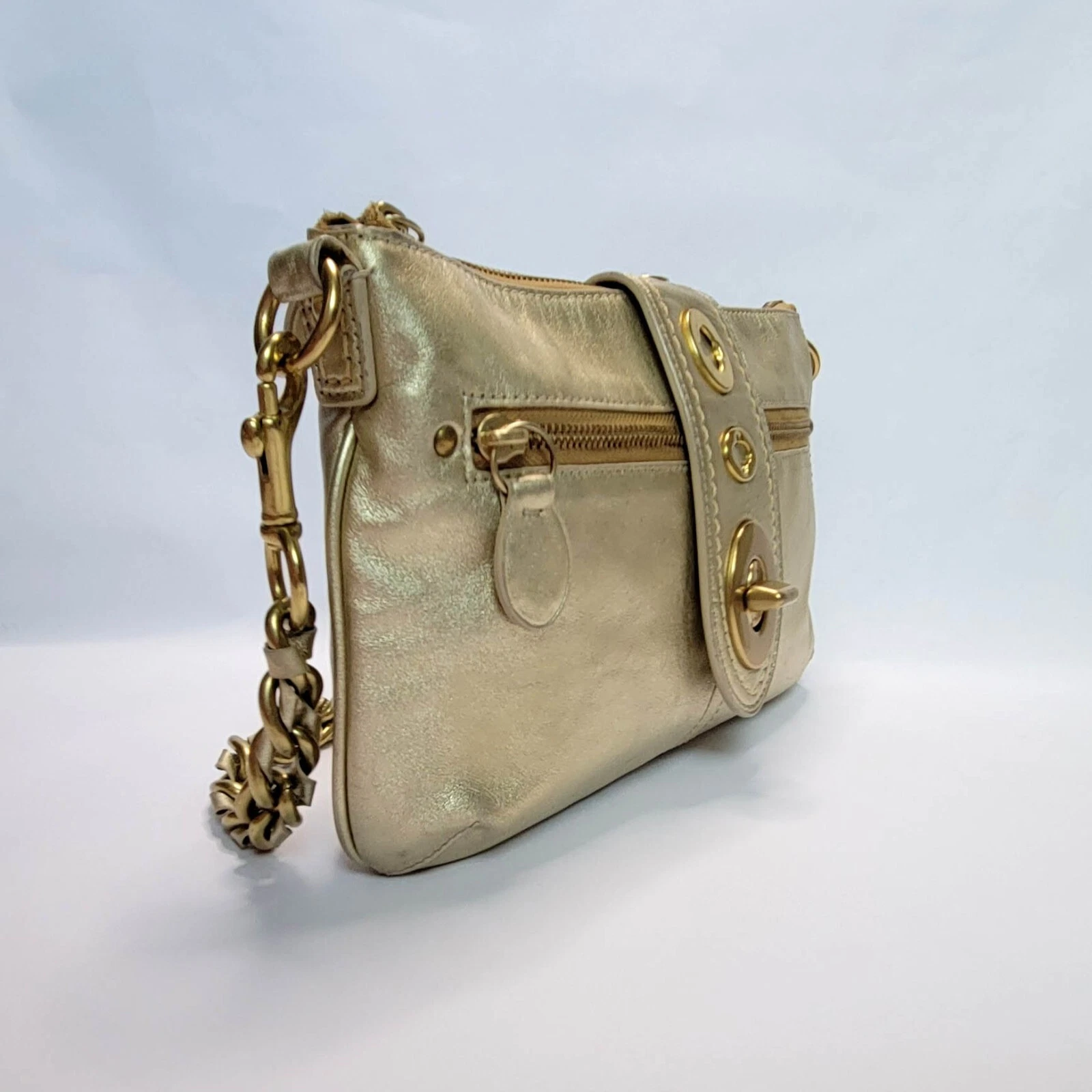 RARA pochette grande Coach F13756 pelle oro edizione limitata tracolla