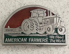 American Farmer We Feed The World Tractor  Disc Harrow Belt Buckle Case IH 3.5"