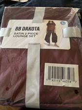 BB Dakota Burgundy 2 Piece Satin Lounge Set W/ Side Slits Size L