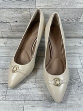 NEW Womens ROCKPORT TM75MM PLAIN TOE ORNAMENTED PUMP Vanilla LEATHER Heels