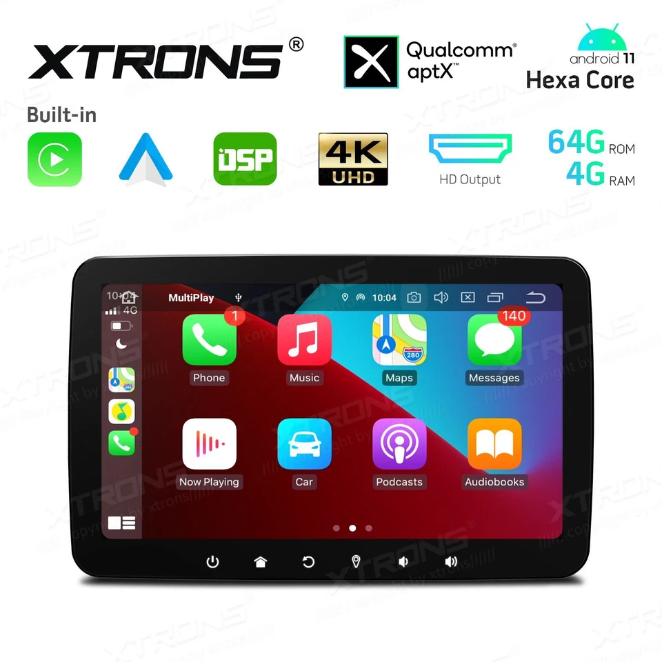 AUTORADIO ANDROID 11 STEREO AUTO 10" WIFI 1DIN HEXA-CORE 4GB 64GB HDMI XTRONS   - Immagine 4 di 4