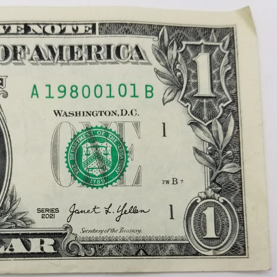 Birthday Note Dollar Bill January 1, 1980 Fancy Serial Number $1 Series 2021 A - Image 3 of 4