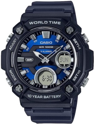 CASIO AEQ-120W-2AVDF HERRENUHR DIGITAL SCHWARZ BLAU MATT UNTERPREIS