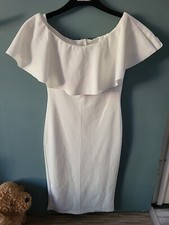 Pretty Little Thing Size 10 White Pencil Dress (624/4/v)