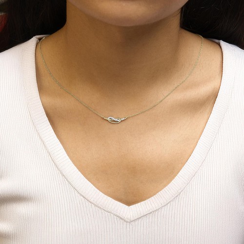 14K Yellow Gold Plated .925 Silver Diamond Accent Infinity Pendant Necklace - Picture 4 of 6