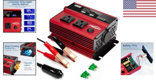 Car/Light Truck Power Inverter - 500W - Dual USB Ports - Cigarette Lighter Ports - Picture 2 of 9