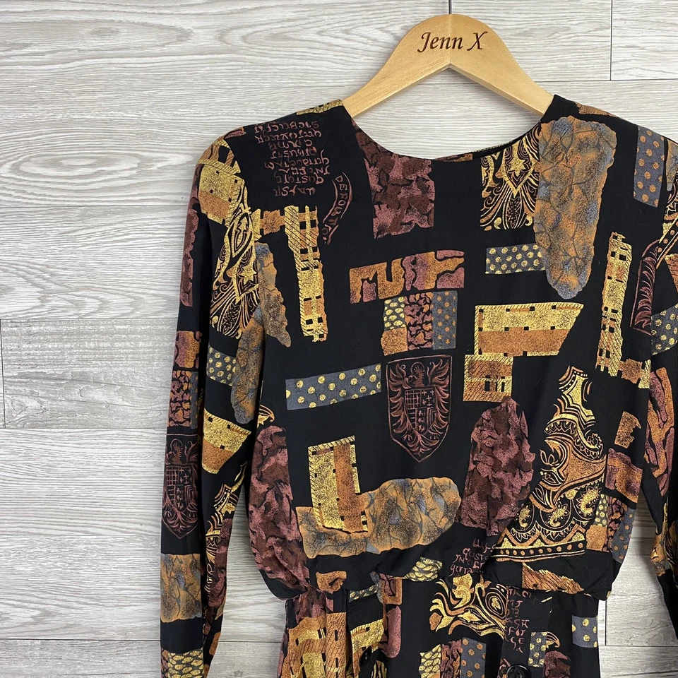 Vestido midi All That Jazz vintage marrom feminino tamanho 5/4 botão traseiro com zíper - Imagem 2 de 4