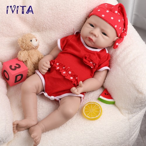 Realistisch Reborn Baby Doll Mädchen Ganzkörper-Silikon-Kleinkind-Spielzeug 18" - Picture 3 of 12