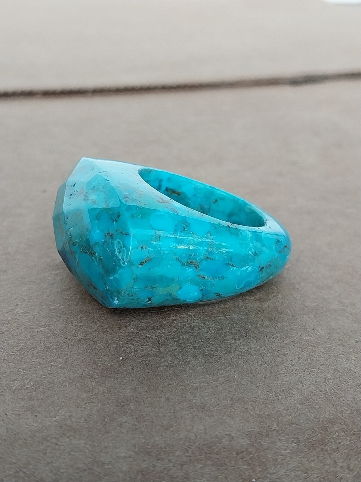 Vintage Solid Turquoise Gemstone Statement Ring S… - image 1
