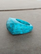 Vintage Solid Turquoise Gemstone Statement Ring Size 10