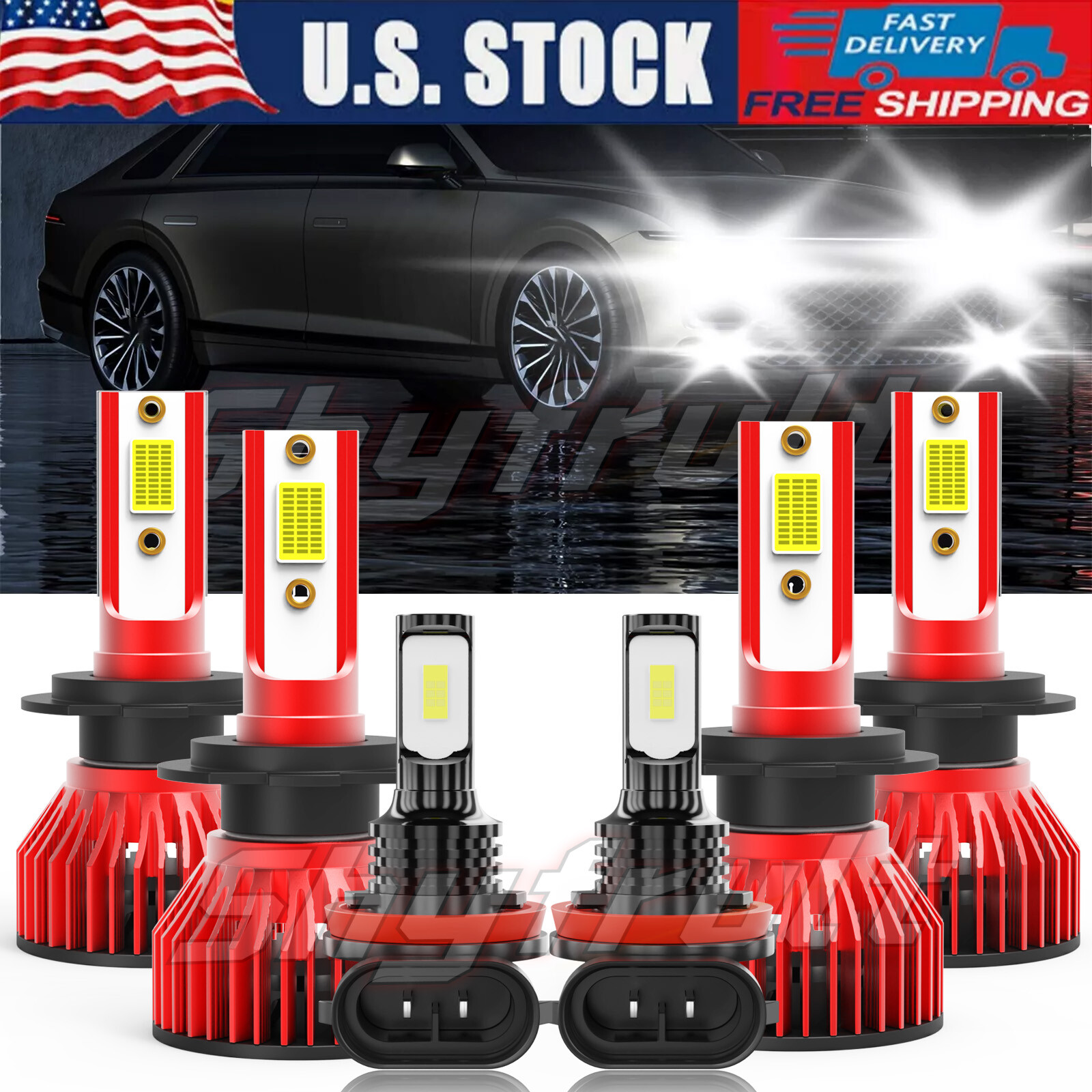 6 Bulbs Halogen Headlights Hi/Lo Beams + Fog Lights 6000K For BMW - Foto 9