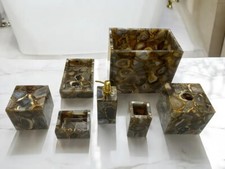Set Of 7 Pieces Luxury Bathroom Accessories Set Handmade Natural Agate Stone Art