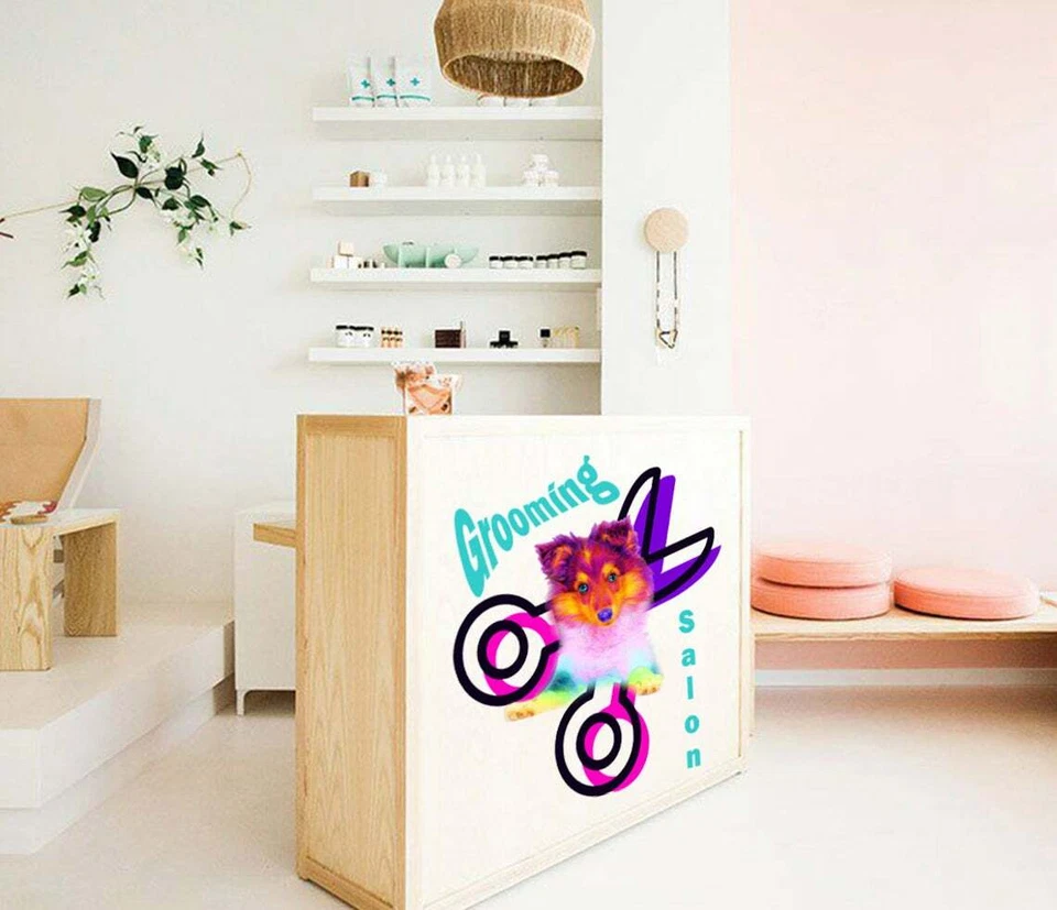 Adesivos de parede salão de beleza, pet shop decoração para casa mural de arte, decalque para higiene de cães,  - Imagem 3 de 4