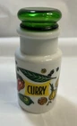 Vintage German Milk Glass Green Glass Lid Curry  F0